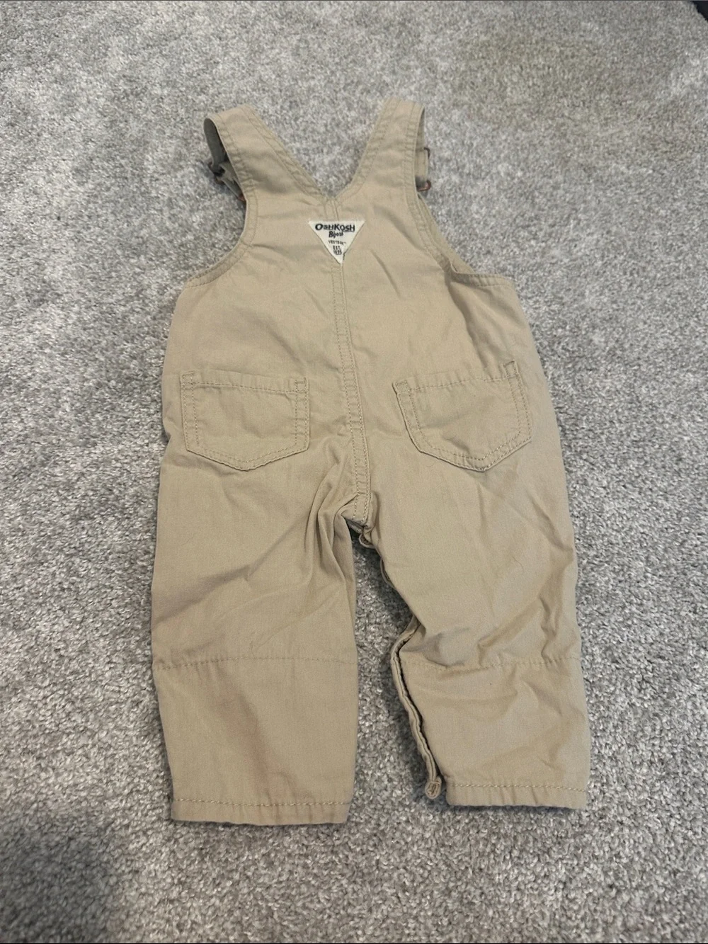 OshKosh B'gosh Beige Overalls with Floral Lining